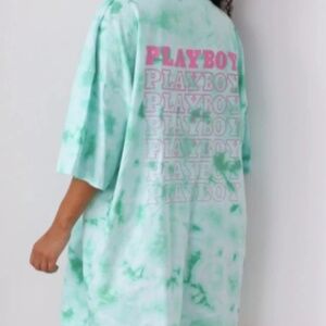 COPY - NWT PLAYBOY X MISSGUIDED TIE DYE OVERSIZED T-SHIRT DRESS - MINT